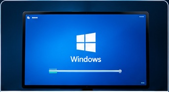 Windows setup on a monitor